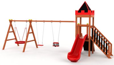 Gemini Château aire de jeux en bois, vue de face