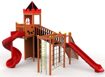 Thunder Château aire de jeux en bois, vue de face