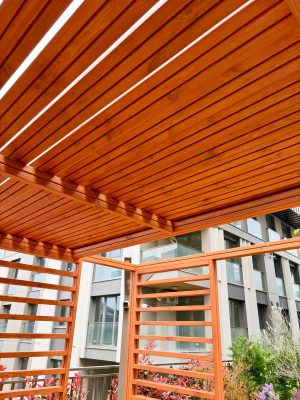 Détails du toit et de la structure d’une pergola en bois — Elysee